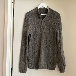 Vince Wool Henley Cable Knit Sweater